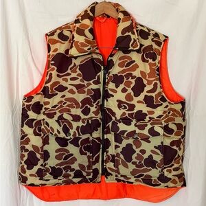 Winchester Duck Camo Puffer Vest XLarge Reversible Blaze Orange